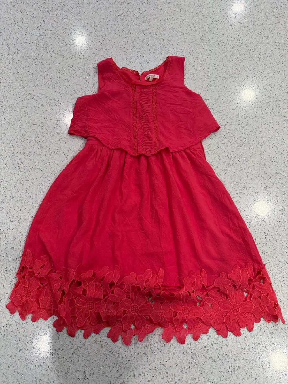 Ella Moss Pink Floral-Trim Sleeveless Casual Dress
